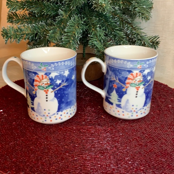 Set of 2 EPOCH by Noritake 10oz christmas snowman mugs - Picture 1 of 6